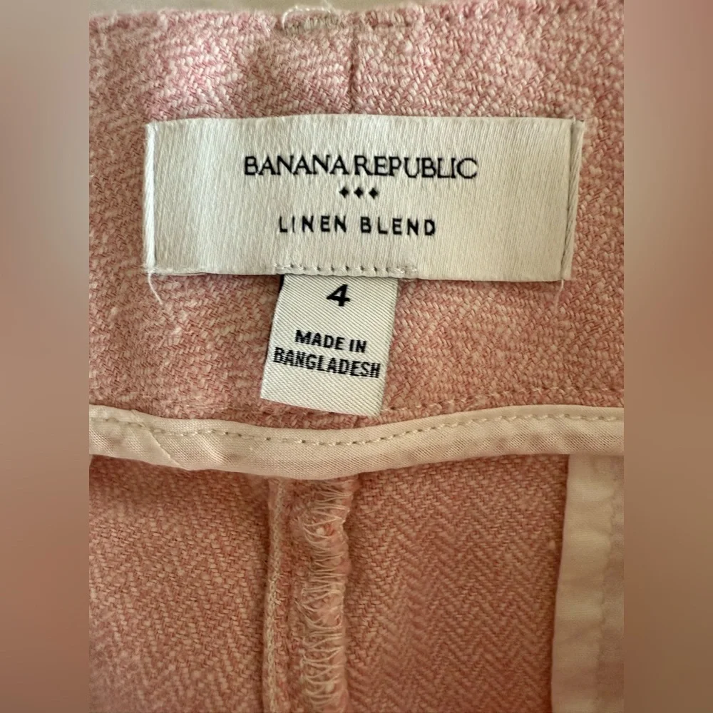 BANANA REPUBLIC Linen Blend Herringbone Pleated Pants - Size 4
